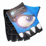 Crazy Safety Kids bike gloves with reflective eyes, padded palms - Blue - Size S