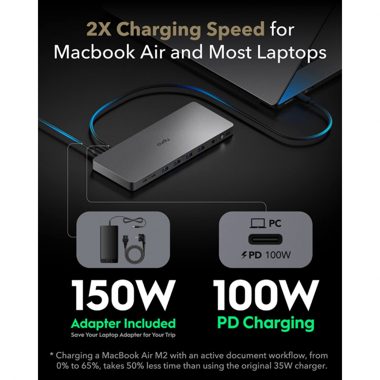 CUDY Docking Station CS700 10Gbps USB-C Dual 4K 150W