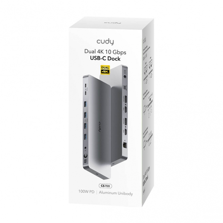 CUDY Docking Station CS700 10Gbps USB-C Dual 4K 150W
