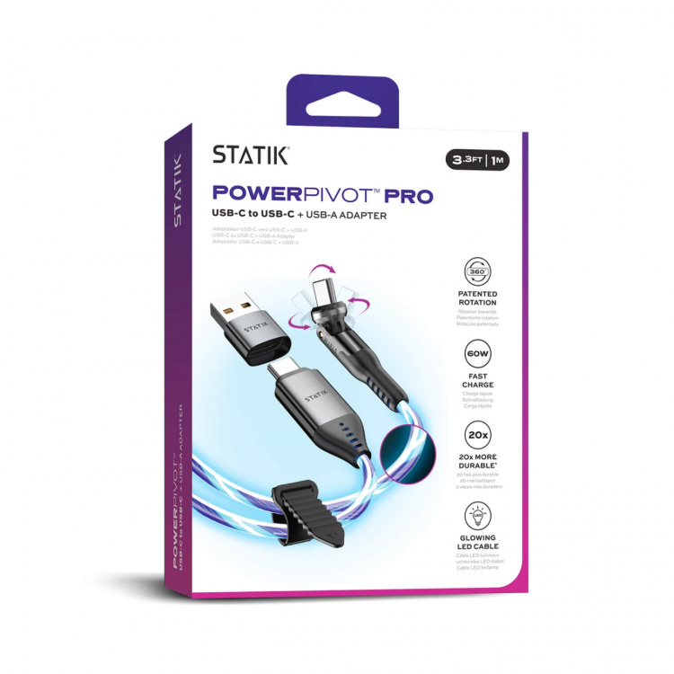 STATIK Cable PowerPivot Pro Glowing LED USB-C To USB-C 1m STATIK Cable PowerPivot Pro Glowing LED USB-C To USB-C 1m