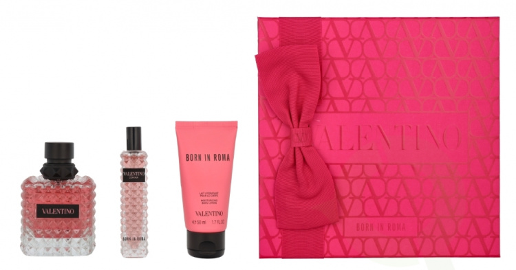 Valentino Donna Born In Roma Giftset 165 ml Edp Spray 100ml/Edp Spray 15ml/Body Lotion 50ml
