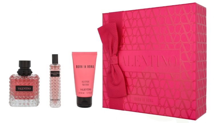 Valentino Donna Born In Roma Giftset 165 ml Edp Spray 100ml/Edp Spray 15ml/Body Lotion 50ml