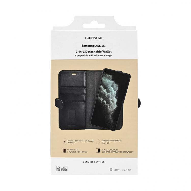 Buffalo Wallet 2in1 Samsung A56 5G Leather 3 Card Black