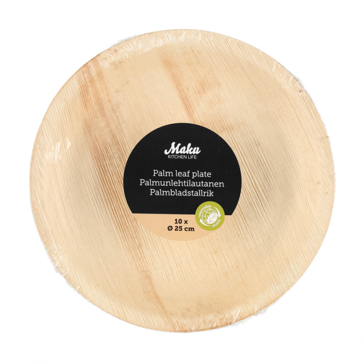 Maku Plate Palm Leaf Round 25cm 10 Pcs
