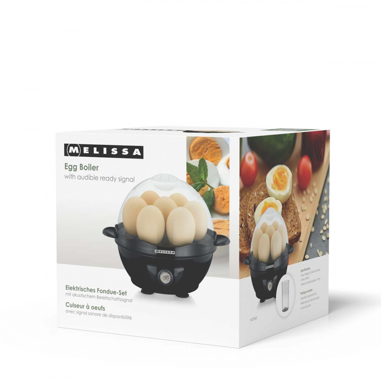 MELISSA Egg Boiler | 7 Eggs | Audible ready signal | Measuring cup | Black