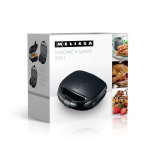 MELISSA 3-in-1 Sandwich Maker | Sandwich/ Panini/ Waffle plates | 850 W | Automatic temperature control | Non-stick Coating | Black