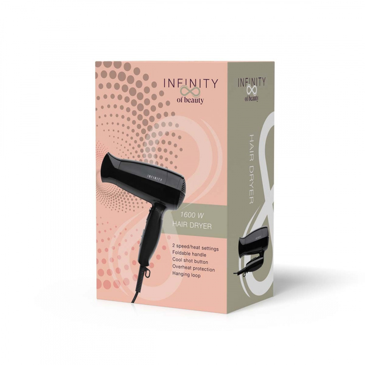 MELISSA Hair dryer with foldable handle 1600W Black