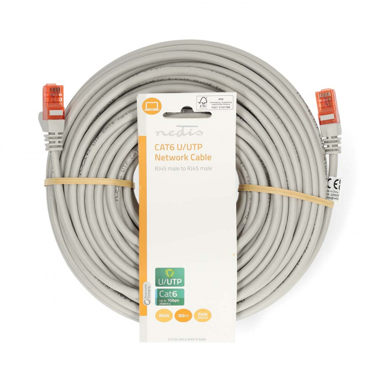 Nedis CAT6 Cable | RJ45 Male | RJ45 Male | U/UTP | 30.0 m | Round | PVC | Grey | Label
