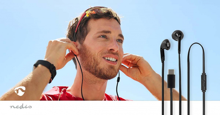 Nedis Wired Earphones | USB-C™ | Cable length: 1.20 m | Built-in microphone | Volume control | Black Nedis Wired Earphones | USB-C™ | Cable length: 1.20 m | Built-in microphone | Volume control | Black