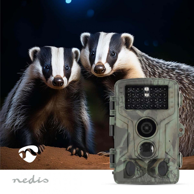 Nedis Wildlife Camera | 4K@10fps | 50 MPixel | 5 MPixel CMOS | IP65 | Black No-Glow IR | Night vision | Viewing angle: 60 ° | Motion sensor | Detection angle: 130 ° | Detection range: 20 m | Screen size: 2.4 