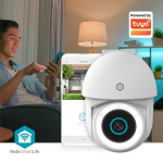 Nedis SmartLife Outdoor Camera | 3MP Full HD 1296p | Pan tilt | IP65 | Cloud Storage (optional) / microSD (not included) / Onvif | 5 V DC | With motion sensor | Night vision | White