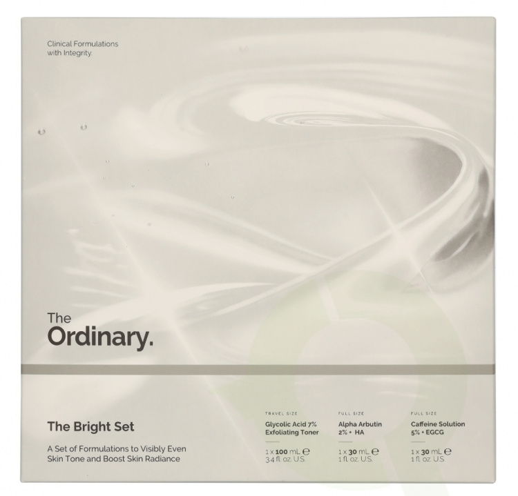 The Ordinary The Bright Set 160 ml Glycolic Acid 7% Exfoliating Toner 100ml/Alpha Arbutin 2% + HA 30ml/Caffeine Solution 5% 30ml