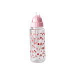 RICE Plastic Kids Drinking Bottle with Pink Happy Forest Print - Pink - 500 ml