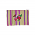 RICE Recycled Plastic Pouch Bag Sand Stripes and Flower Print