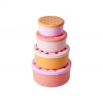 RICE Round Plastic Food Boxes with Hearts Prints - Set of 4