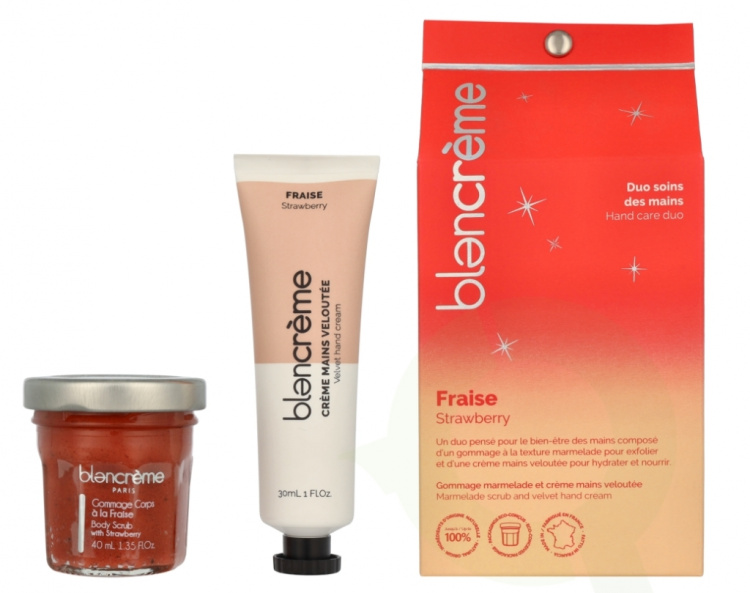 Blancreme Hand Cream Duo 70 ml Hand Cream 30ml/Scrub 40ml - Strawberry/Pomegrante