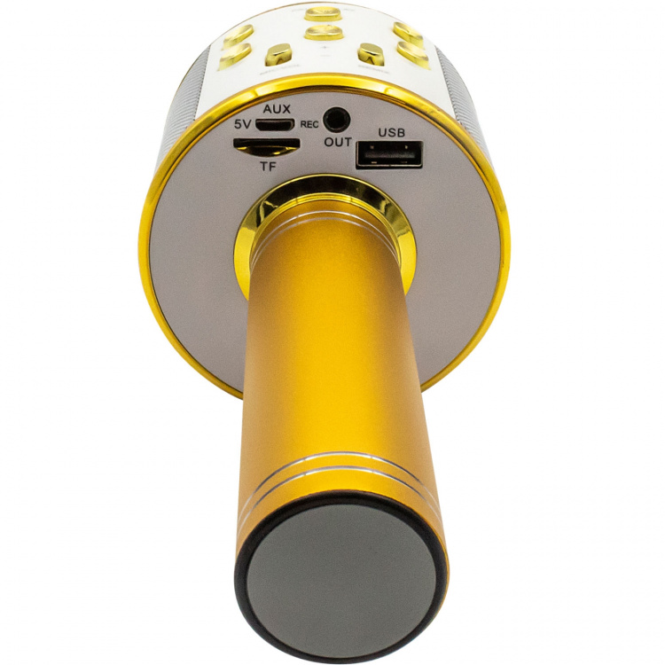 Denver Bluetooth Karaoke Microphone with built-in speaker. Gold colour Denver Bluetooth Karaoke Microphone with built-in speaker. Gold colour