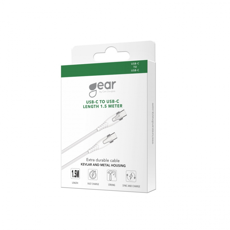 Gear Kevlar Cable Pro Usb-C 2.0 With Metalhousing White 1.5m