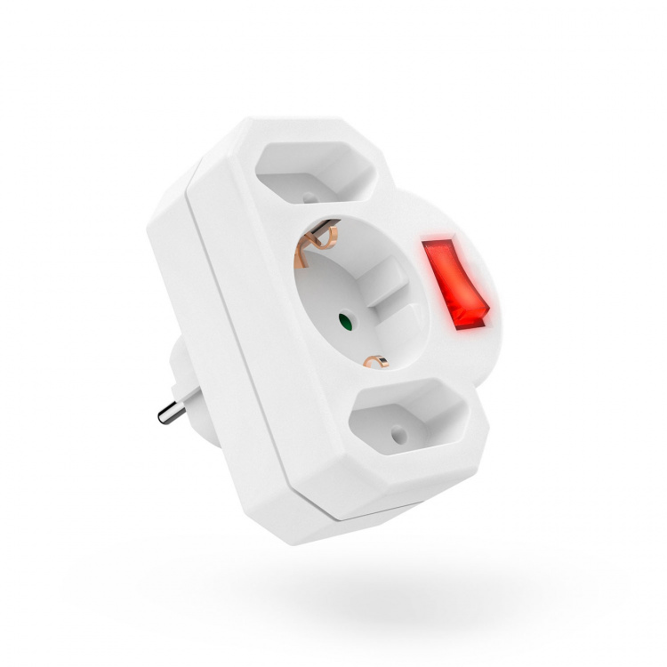 Hama Socket Adapter 3-Way With Switch Adapter White Hama Socket Adapter 3-Way With Switch Adapter White