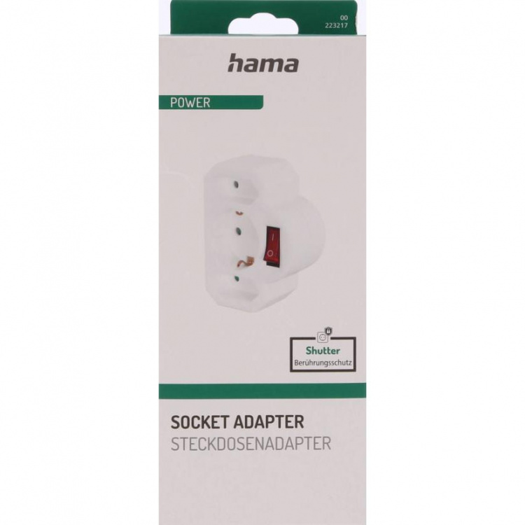 Hama Socket Adapter 3-Way With Switch Adapter White Hama Socket Adapter 3-Way With Switch Adapter White