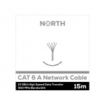 North Networkcable Cat6A UTP White 15m no RJ45 Solid 10Gb/s 500MHz 26awg CM