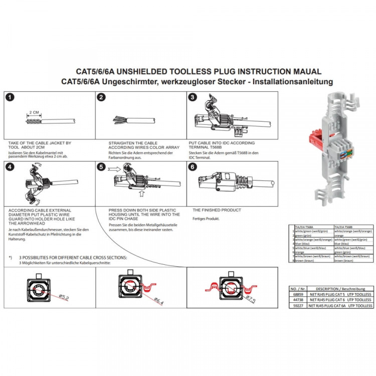 North RJ45 contact for Cat6 2pack 8p8c Toolless Mounting North RJ45 contact for Cat6 2pack 8p8c Toolless Mounting