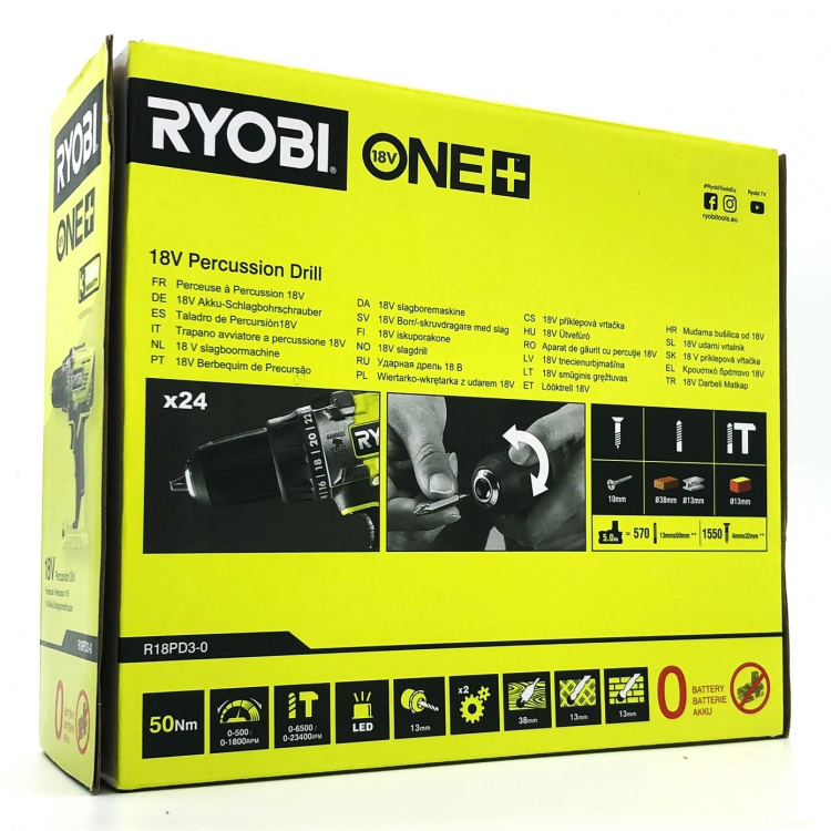 Ryobi One+ R18PD3-0 Hammer drill/screwdriver No battery 18V