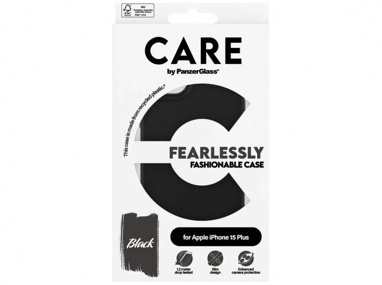 PanzerGlass CARE Fashionable Case til iPhone 15 Plus Sort PanzerGlass CARE Fashionable Case til iPhone 15 Plus Sort