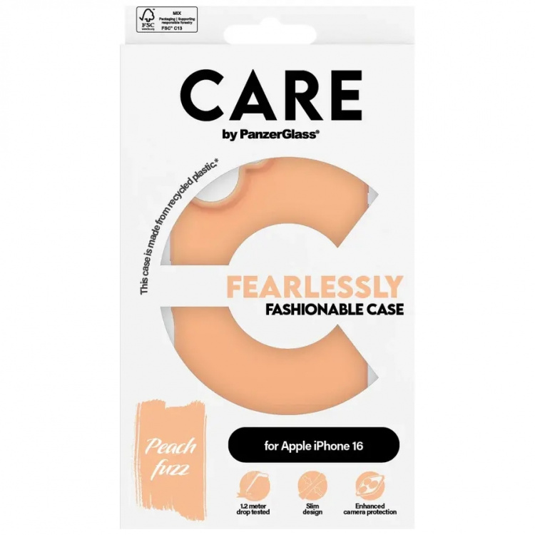 PanzerGlass CARE Fashionable Case for iPhone 16 Peach PanzerGlass CARE Fashionable Case for iPhone 16 Peach