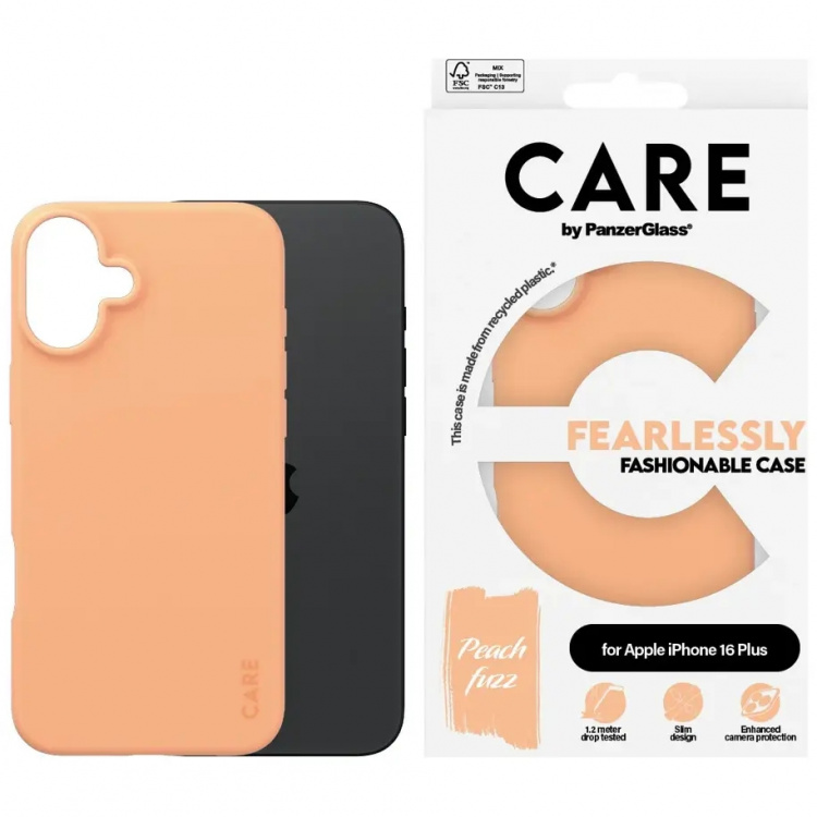 PanzerGlass CARE Fashionable Case Peachy for iPhone 16 Plus Peach