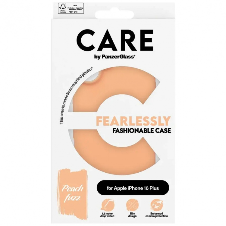 PanzerGlass CARE Fashionable Case Peachy for iPhone 16 Plus Peach