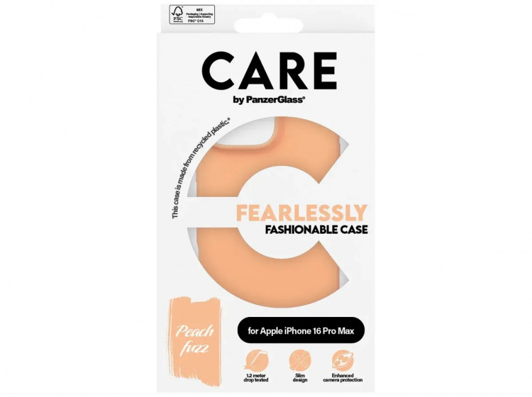 PanzerGlass CARE Fashionable Case Peachy for iPhone 16 Pro Max Peach PanzerGlass CARE Fashionable Case Peachy for iPhone 16 Pro Max Peach
