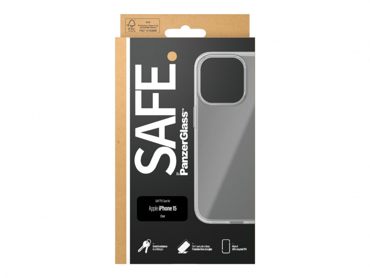 PanzerGlass SAFE. by PanzerGlass Shell to Gennemsigtig Apple iPhone 15, Transparent