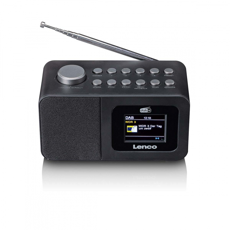 Lenco DAB+/FM Radio alarm clock with colour display, sleep timer, and dual alarm function Black