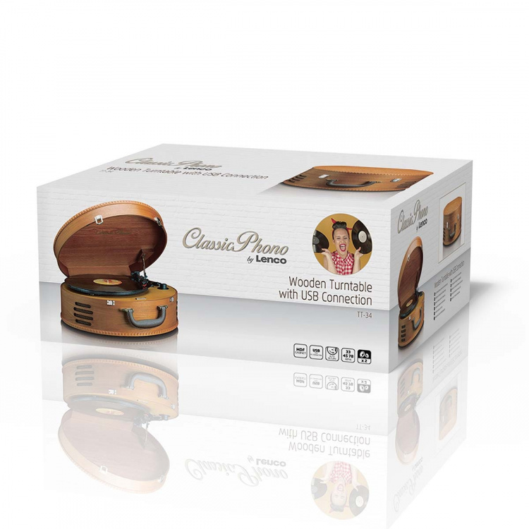 Lenco Retro turntable with 2 Built-in Speakers Brown