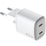 Celly USB-laddare GaN 2 x USB-C PD 45W