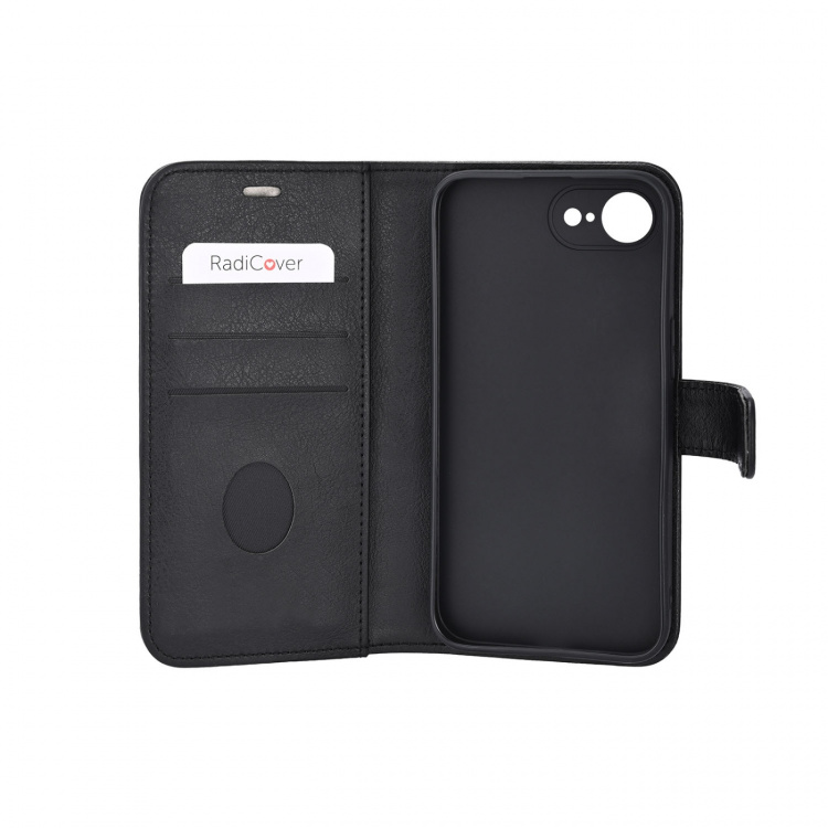 Radicover Wallet iPhone 16E RFID 3 Card MagSerie Black PU