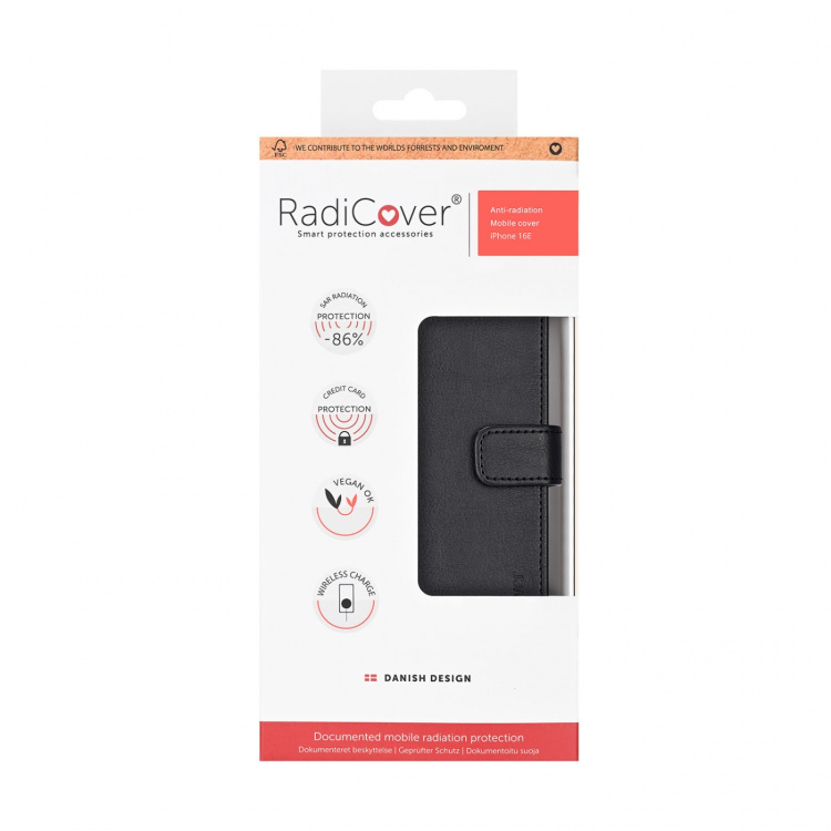 Radicover Wallet iPhone 16E RFID 3 Card MagSerie Black PU