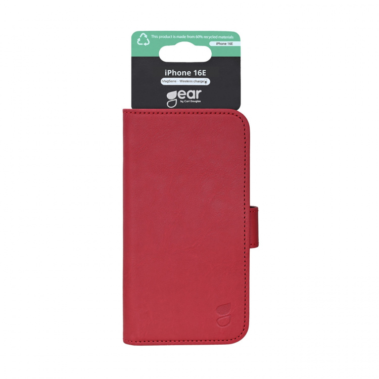 Gear Wallet iPhone 16E Classic 3 Card MagSerie Recycled Deep Red