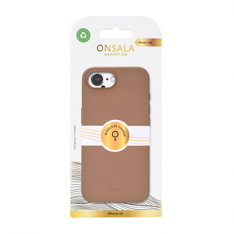 Onsala Phone Case iPhone 16E Back Silicone Touch Recycled MagSerie Chocolate
