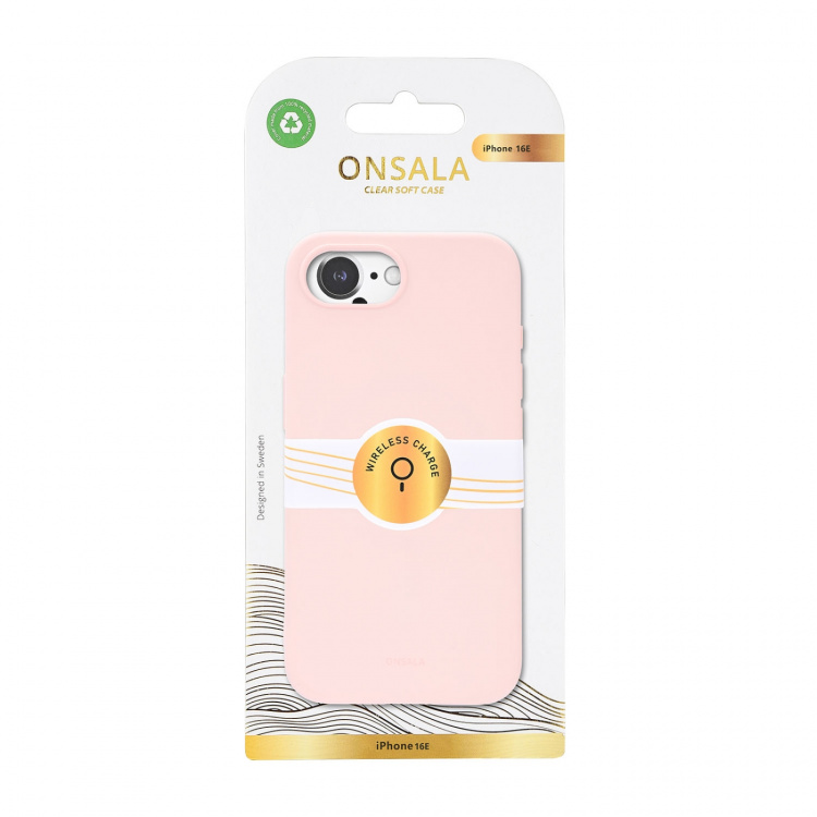 Onsala Phone Case iPhone 16E Back Silicone Touch Recycled MagSerie Chalk Pink Onsala Phone Case iPhone 16E Back Silicone Touch Recycled MagSerie Chalk Pink