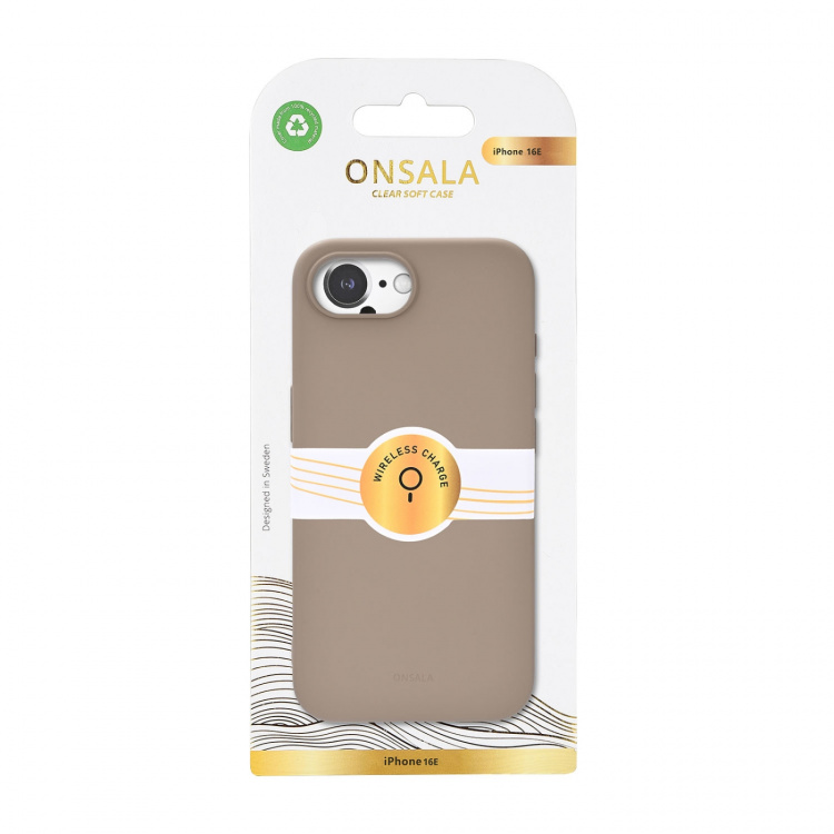 Onsala Phone Case iPhone 16E Back Silicone Touch Recycled MagSerie Chalk Summer Sand