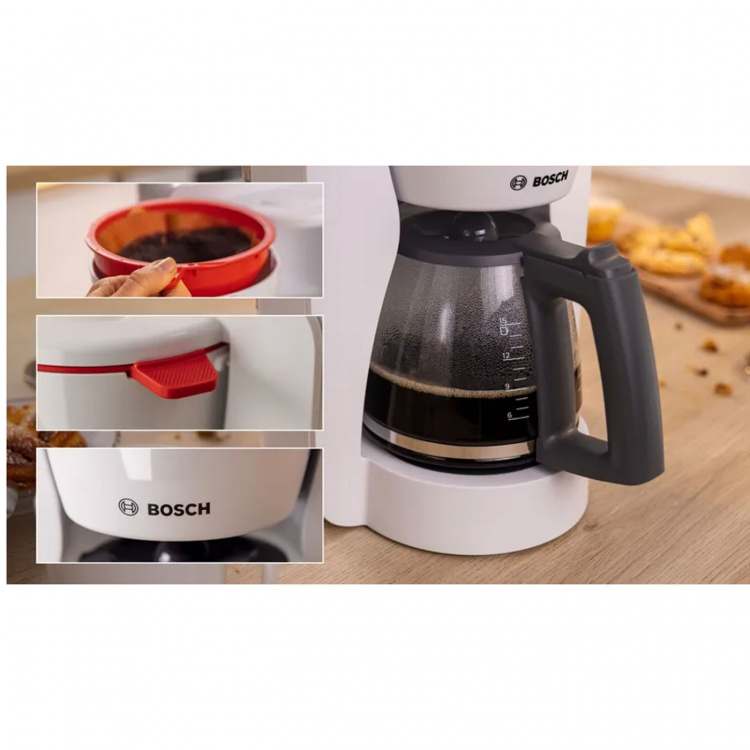 Bosch Kaffebryggare TKA2M111 Vit 1200Watt Avtagbar tank