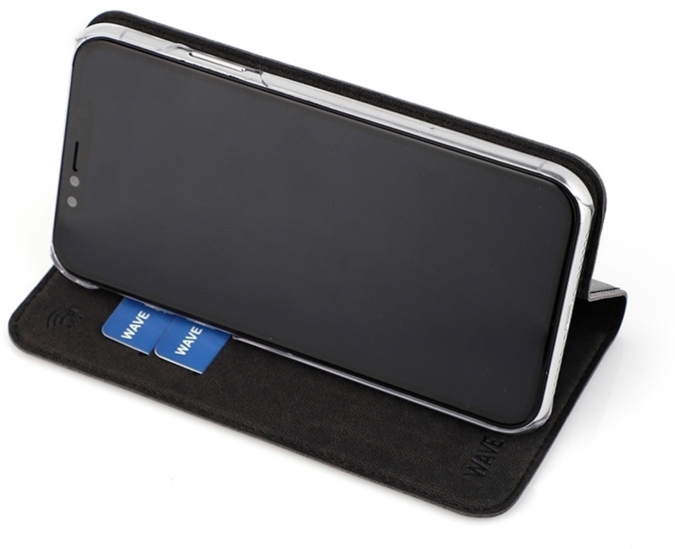 Wave BookCase protective case, iPhone XR, black Wave BookCase protective case, iPhone XR, black