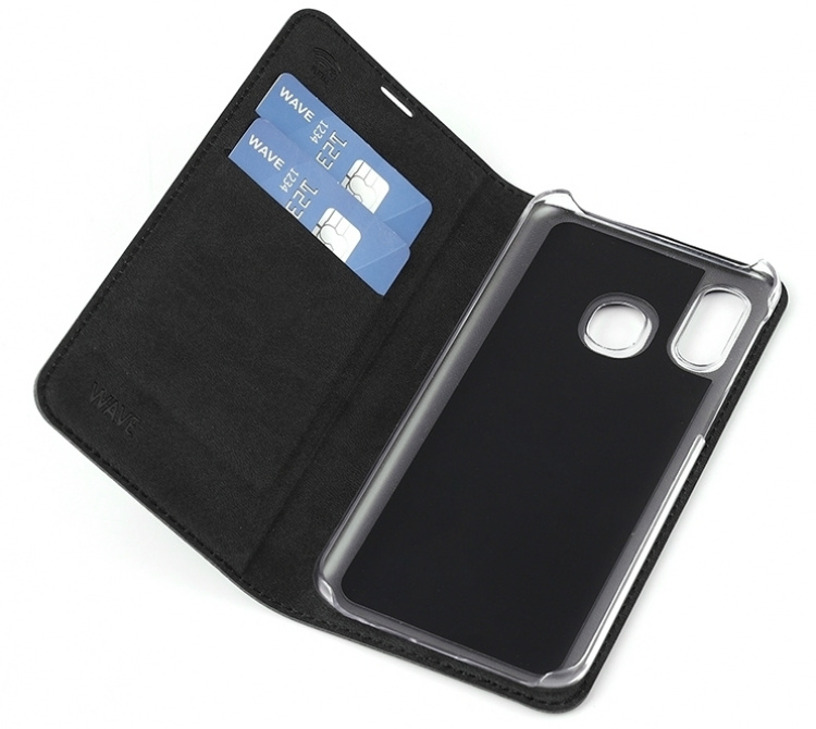 Wave BookCase protective case, Samsung Galaxy A40, black