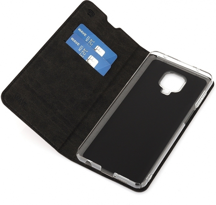Wave BookCase protective case, Xiaomi Redmi Note 9 Pro, black Wave BookCase protective case, Xiaomi Redmi Note 9 Pro, black