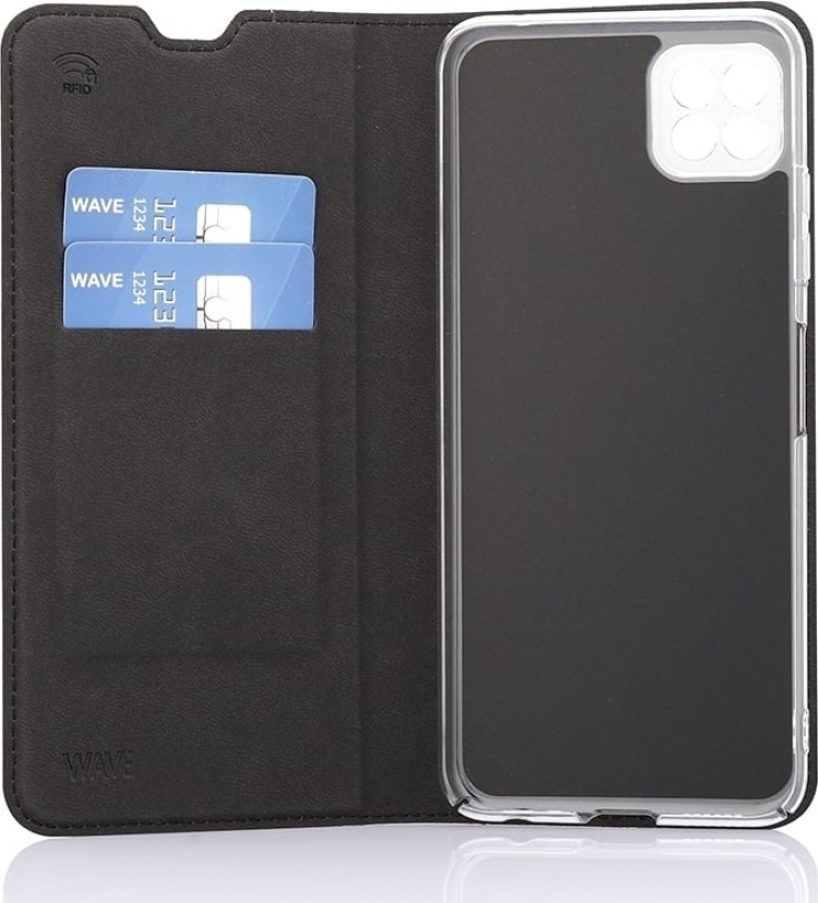 Wave BookCase protective case, Samsung Galaxy A22 5G, black Wave BookCase protective case, Samsung Galaxy A22 5G, black