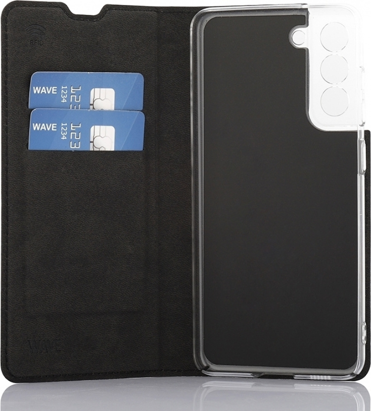 Wave BookCase protective case, Samsung Galaxy S21 FE 5G, black