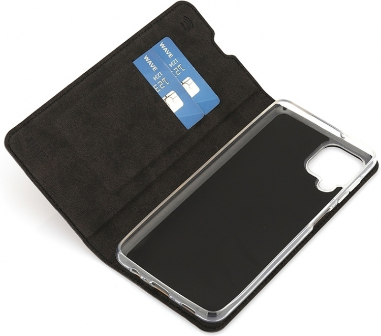 Wave BookCase protective case, Samsung Galaxy A12, black Wave BookCase protective case, Samsung Galaxy A12, black