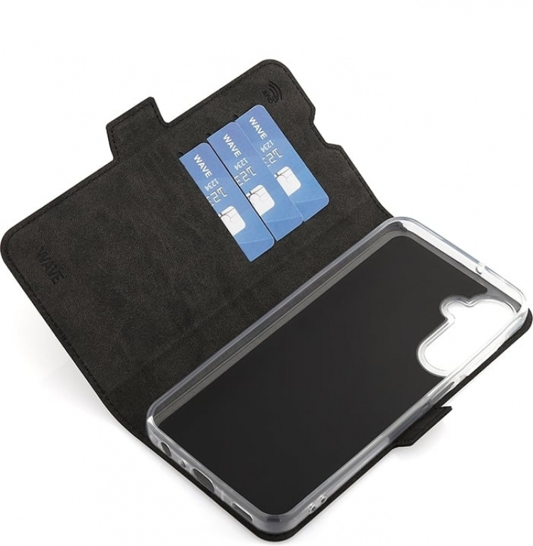 Wave BookCase, Samsung Galaxy A25 5G, black Wave BookCase, Samsung Galaxy A25 5G, black